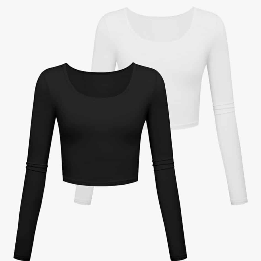 Elegant Black and White Long Sleeve Bodysuits